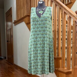 Style & Co Green Botanical Print Sleeveless V-Neck Stretch Dress Size Large